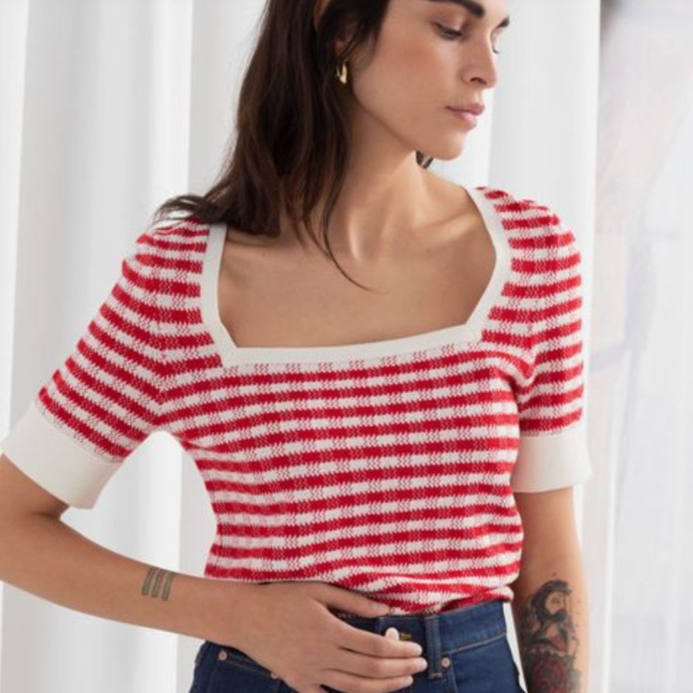 & Other Stories Paris Atelier Cotton Silk Knit Top